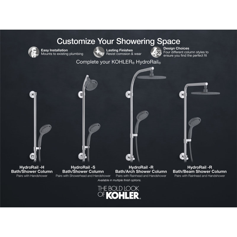 Hydrorail -R Arch Shower Column, Matte Black