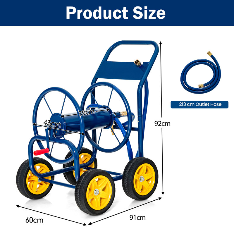 Breanca Metal Freestanding Hose Reel, Navy