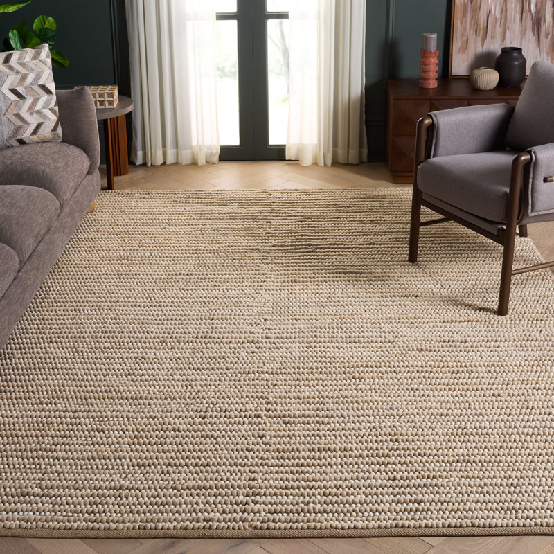 Natura 287 Flatweave Wool/Cotton No Pattern Rug in Taupe/Ivory, Rectangle 8' x 10'