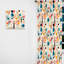 Motif géométrique multicolore Mid Century - rideau en velours moderne - obscurcissant - 1 panneau-107575919
