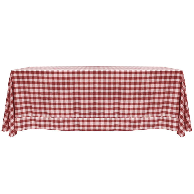 Gracie Oaks - Rectangular Polyester Gingham Checkered Tablecloth, 156" x 108", Burgundy/White, 3