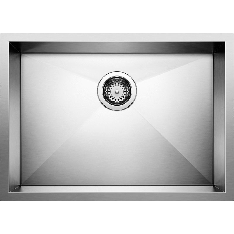 Évier de cuisine en acier inoxydable encastré à simple cuve 25 po Quatrus R0, 5.5" H x 18" W x 25" L