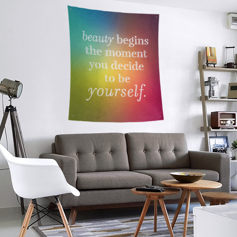 Tapisserie en polyester véritable citation beauté, H 80 po x l 68 po, Arc-en-ciel