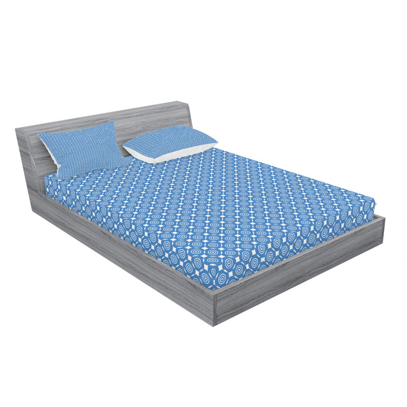 Microfiber Geometric Sheet Set, Full Sheet Set with Fitted Sheet