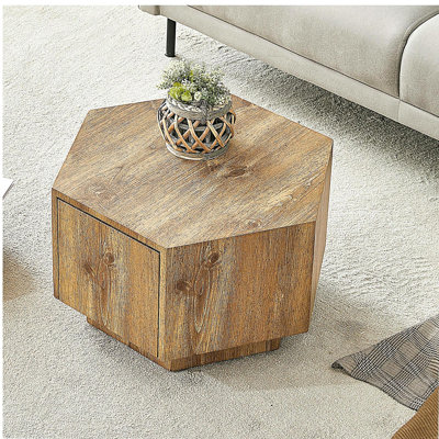 Simple et pratique! Table basse hexagonale en panneau de fibres à densité moyenne avec tiroirs. Fabriquée à partir de matériaux de haute qualité, elle adopte un design hexagonal unique, simple et élégant, sans perte de personnalité.