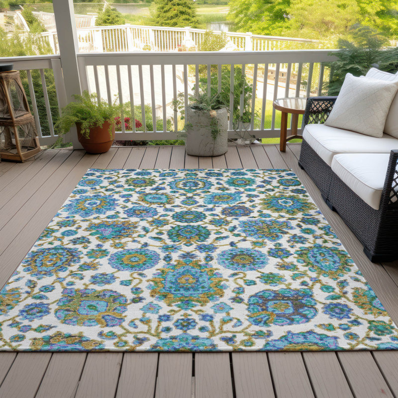 Machine Washable Indoor/Outdoor Husby ACN2187 Global Rug, Rectangle 5' x 7'6"