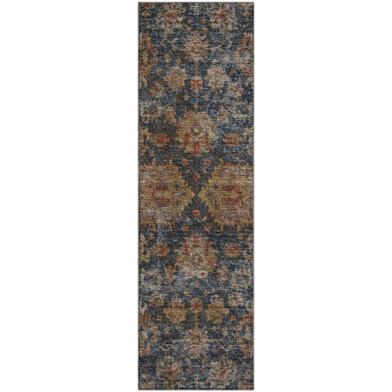 Premium Machine Washable Christina AMF1094 Damask Rug, Runner 2'3" x 7'6"