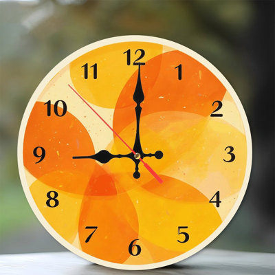 Horloge murale orange abstraite, décoration intérieure moderne