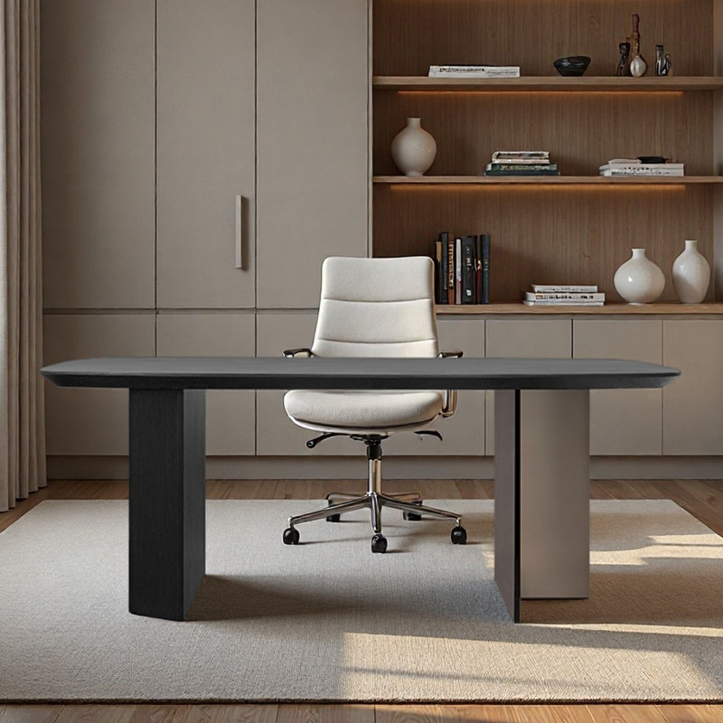Pieds en acrylique pour le bureau, simples et rectangulaires, H 29,53 po x l 70,87 po x P 35,43 po, Noir