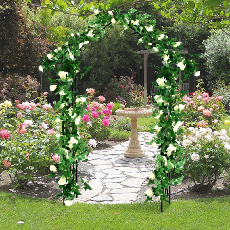 140cm W x 40cm D Metal Arbour in Black