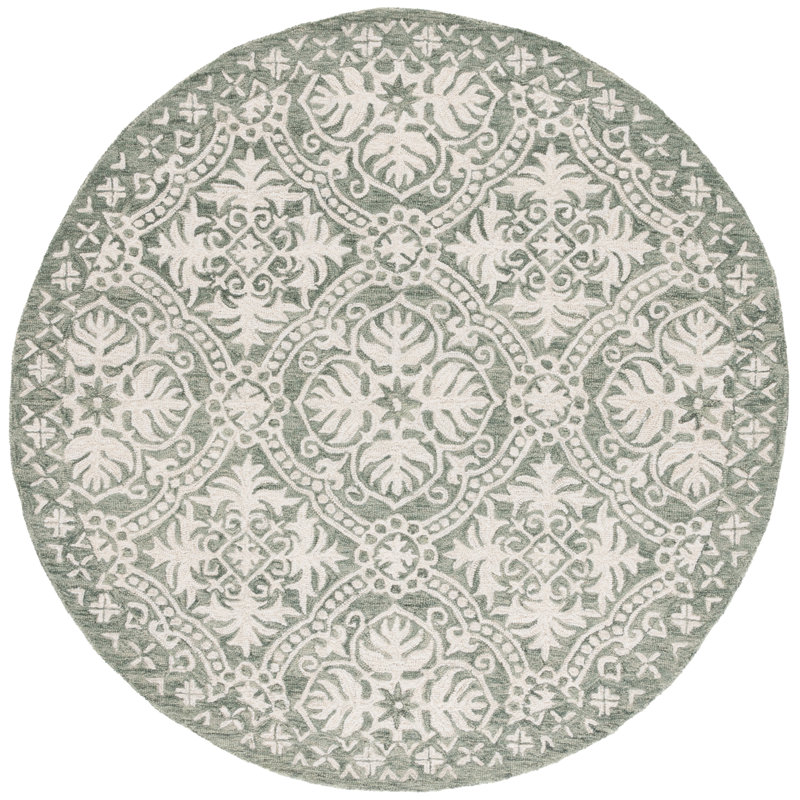 Lauren Ralph Lauren Hand Tufted Wool Damask Rug, Round 6'