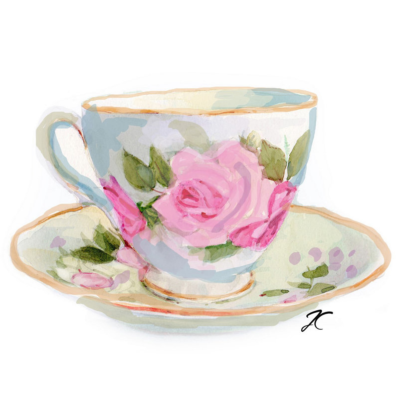 « tasse à thé » par art rose, reproduction d’art encadrée, H 32 po x l 32 po x P 1,5 po