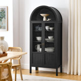 Tessa Tall Arched Storage Display Cabinet In Black