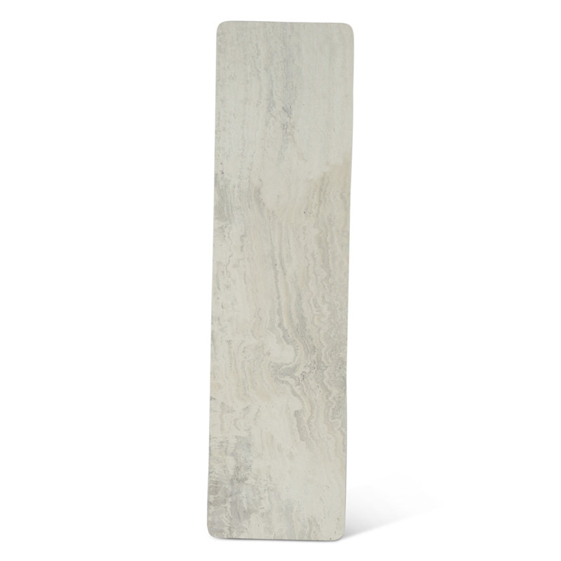 Caldera Console Table with White Travertine and Light Oak Base