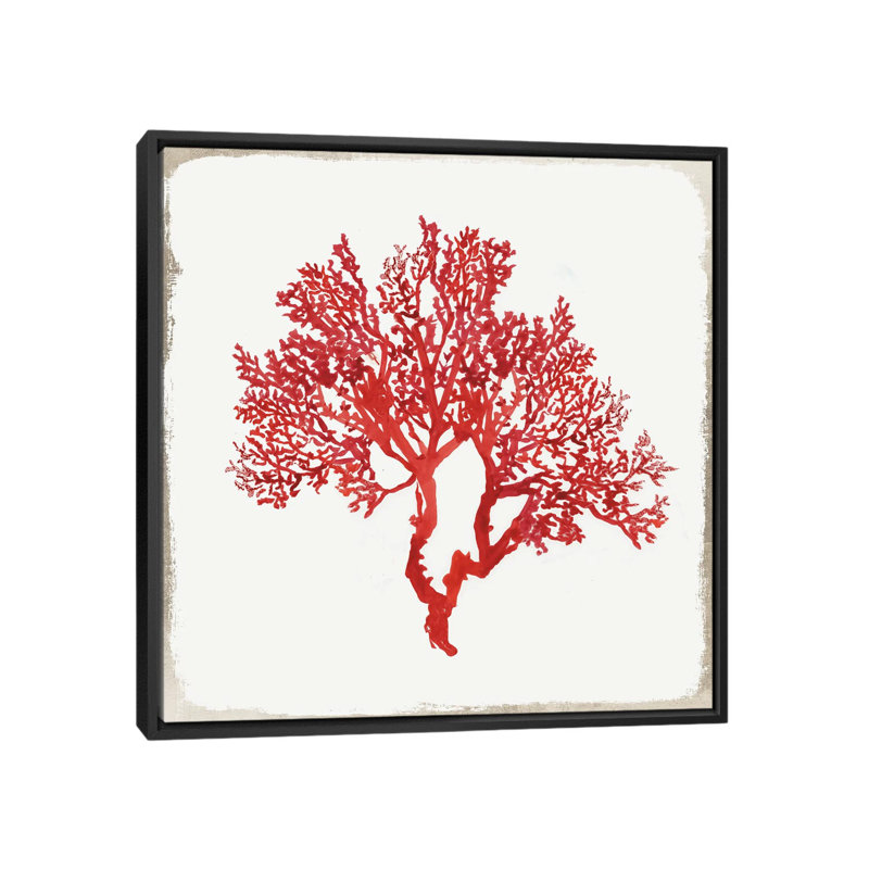 «Red Coral II», reproduction sur toile, H 18 po x l 18 po x P 1,5 po, Toile avec cadre noir, Pas de tapis