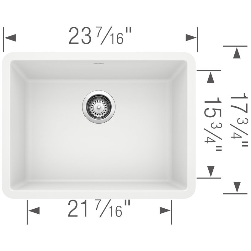 Precis SILGRANIT 24" Single Bowl Undermount Kitchen Sink, White