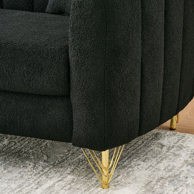 Causeuse en tissu 62,85 po Boucle, Noir