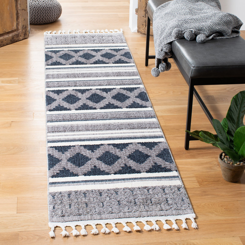 Tapis à motif géométrique Jaamal Performance, Tapis de couloir 2 pi 2 po x 10 pi