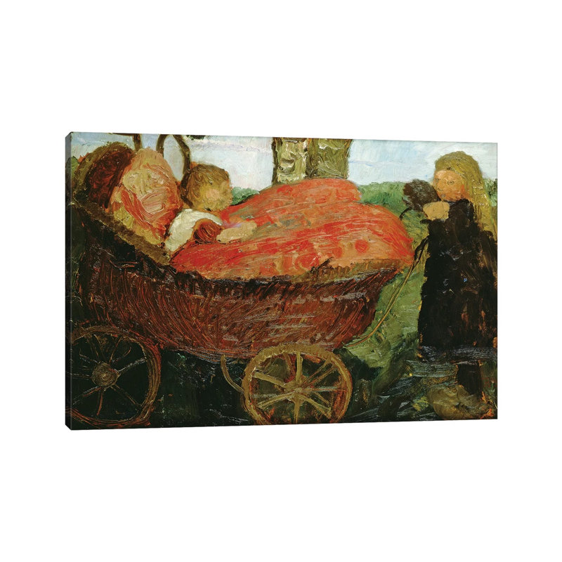 Little Girl Pushing A Pram, 1904 by Paula Modersohn-Becker - Wrapped Canvas Painting, 20.32cm H x 30.48cm W x 1.91cm D