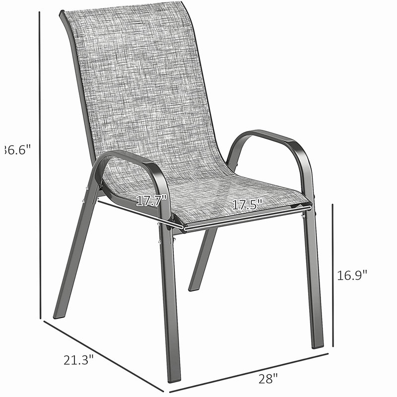Ensemble de 4 chaises de salle à manger empilables, Gris/noir