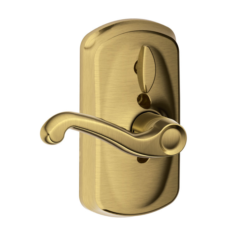 Flair Keypad Lever with Plymouth Trim, Antique Brass