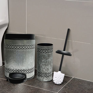 Kitchen Bathroom Bedroom Patio Laser Cut Stainless Steel 1.32 Gallon Step on Trash Can