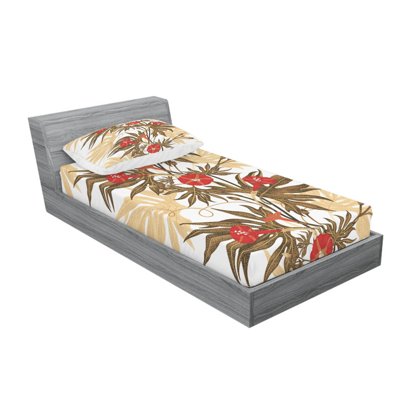 Microfiber Floral Sheet Set, Twin Sheet Set with Fitted Sheet, Floral 5