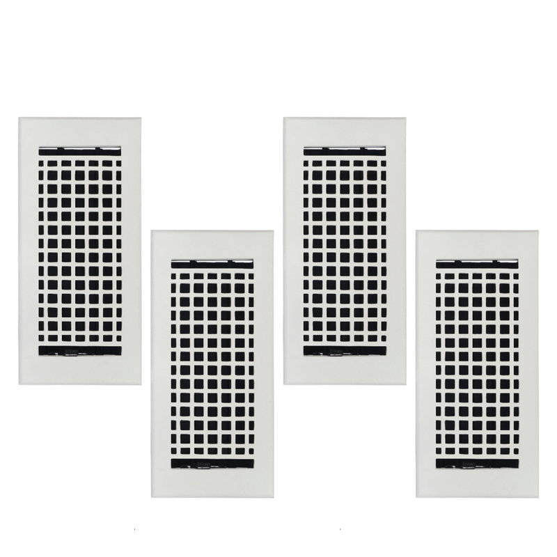 PAQUET de 4 ouvertures d'aération 4 po x 10 po (ouverture totale de 5 1/2 po x 11 3/4 po), Blanc thermolaqué