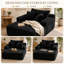 Fauteuil lounge extra-large en velours côtelé de 170 cm de long, fauteuil d'appoint moderne et profond avec 3 coussins, 2 porte-gobelets et une poche de rangement latérale, aucun assemblage requis, noir