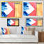 Rouge, bleu, jaune, éclaboussures d'encre - décoration murale moderne en toile-1880412272-1880412281