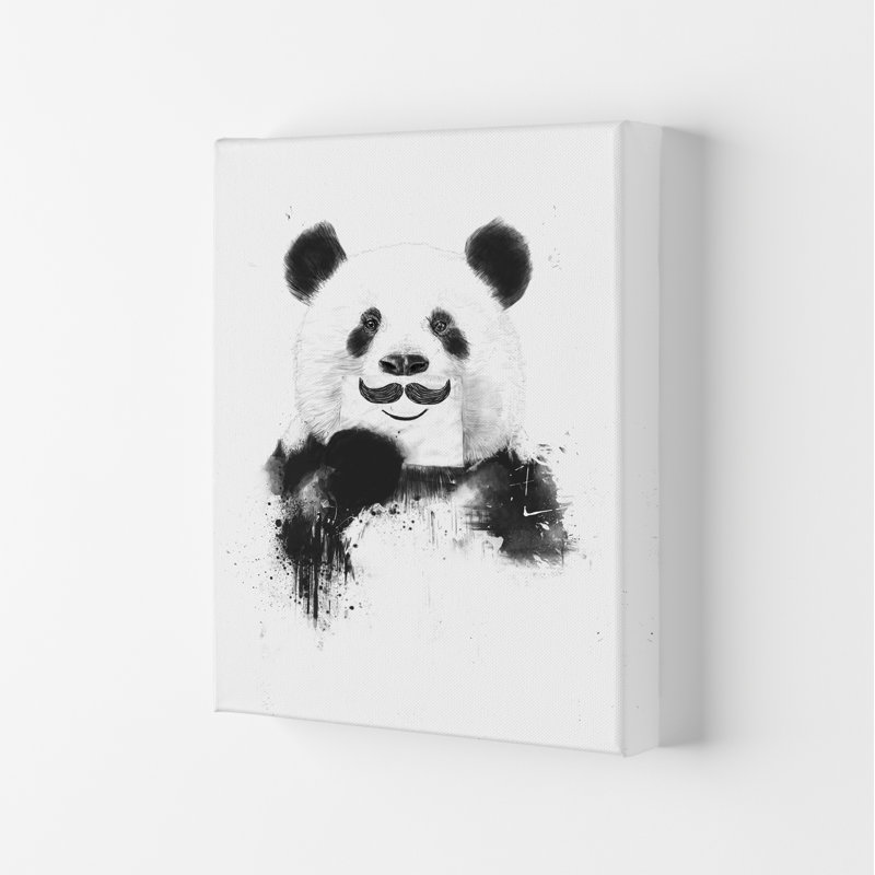 Funny Panda by Mercedes Lopes Charro - Print, 84.1cm H x 59.4cm W x 4cm D, Wrapped Canvas
