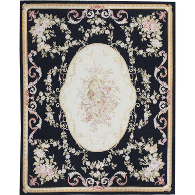Hand-Knotted High-Quality Black and Gold Area Rug