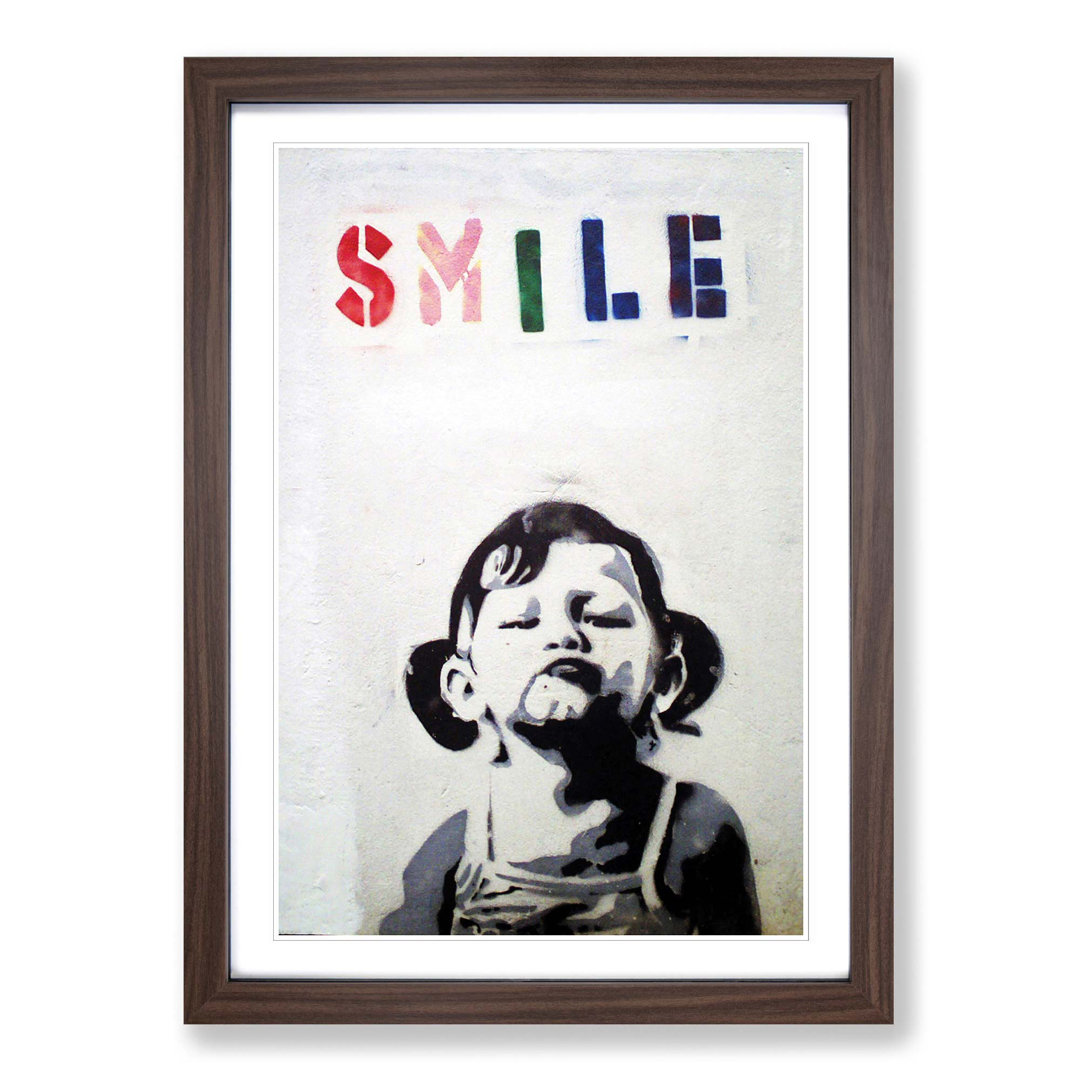 Smile Graffiti by Banksy - Framed Print