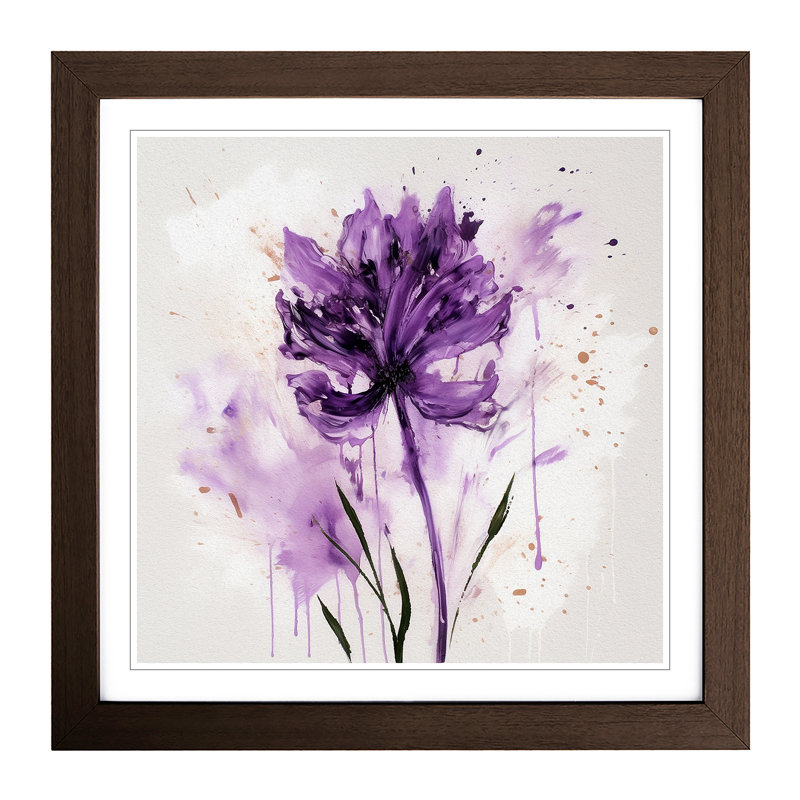 Lavender Flower Gestural Art - Framed Print, Walnut Framed