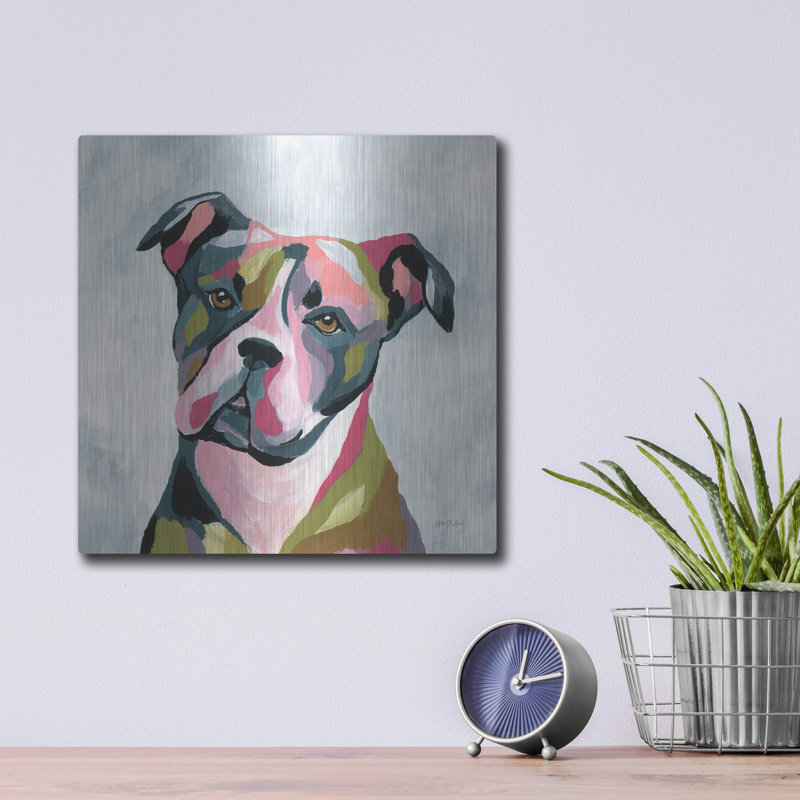 «Abstract Pitbull» par Yvette St. Amant, art mural en métal, H 12 po x l 12 po