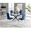 Tierra Modern High Gloss and Chrome Metal 4 Seat Dining Table Set - Luxury Velvet Dining Chairs-88388703-88388715