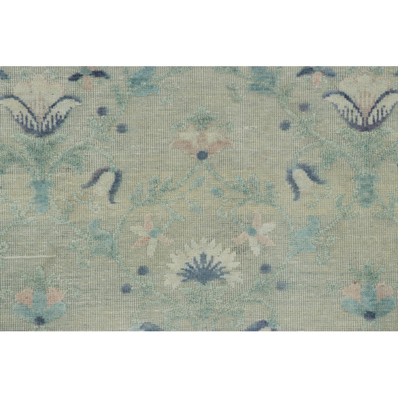 Block Print Floral Area Rug, Rectangle 10' x 14'
