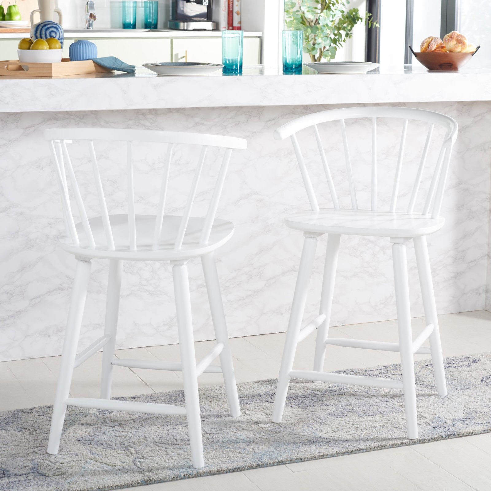 Sheffield Bar and Counter Stool, Short Stool (23" Seat Height), White