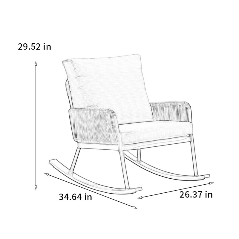 Chaise berçante confortable en rotin