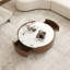 Table basse moderne moderne 35,43 po avec dessus en pierre naturelle et tiroirs de rangement pour le salon
