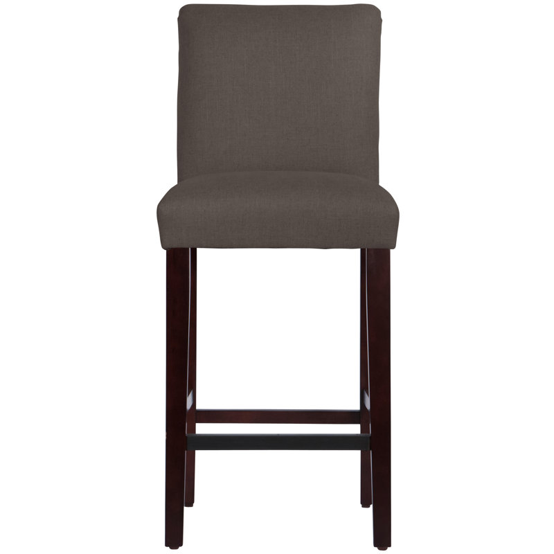 Hadrien Bar & Counter Stool, Bar Stool (31” Seat Height), Classic Slate Linen, Espresso