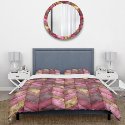 Golden Chevron XI - Midcentury Duvet Cover Set