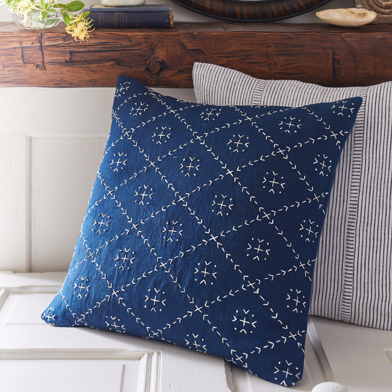 Featherstitch Throw Pillow Cover