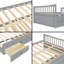 Canapé pour lit double / gigogne peu encombrant avec lit gigogne simple et 3 tiroirs de rangement, structure en bois massif, gris élégant-1197661375