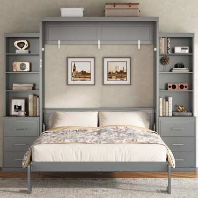 Murphy Bed with Storage Shelves and Drawers