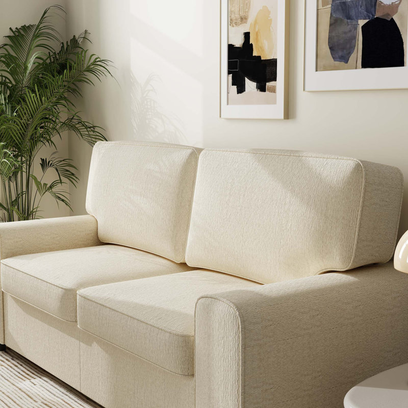Canapé moderne en chenille avec siège profond, Beige