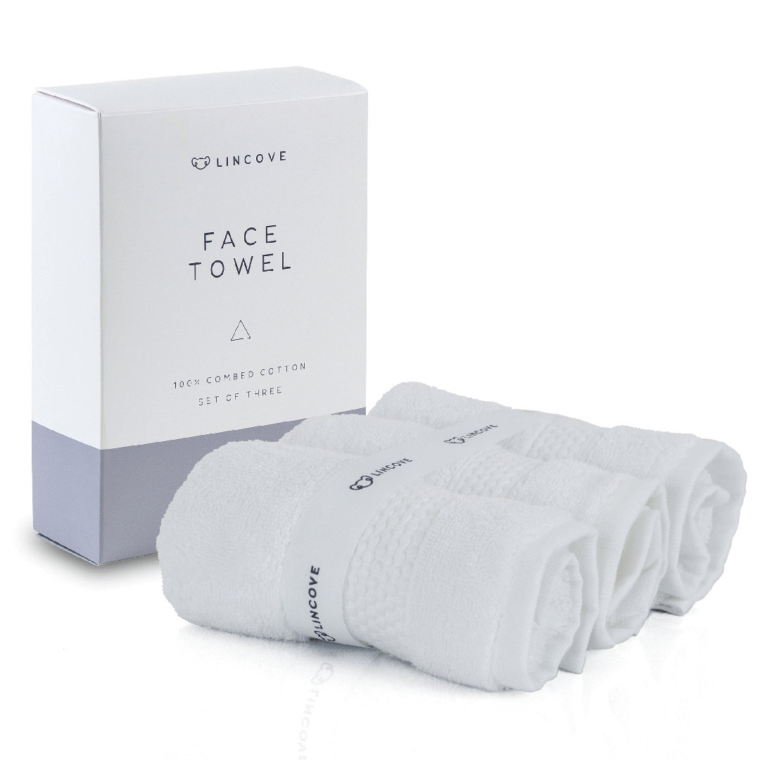 Lincove 100% Turkish Cotton Luxury Face Towels for Bathroom - Highly Absorbent & Eco Friendly (Set of 3) Lincove® 