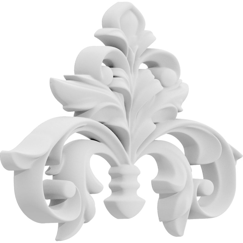 Elyria H W D Composite Rosette Applique, 4.5" H x 6" W x .5" D