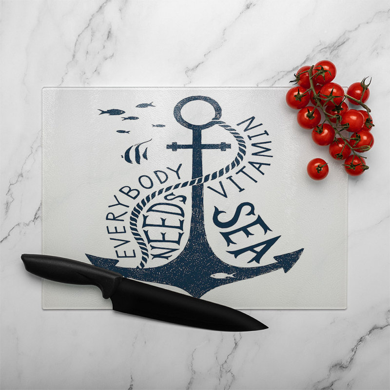 Everybody Needs Vitamin Sea Glass Chopping Board, 40cm L x 28cm W