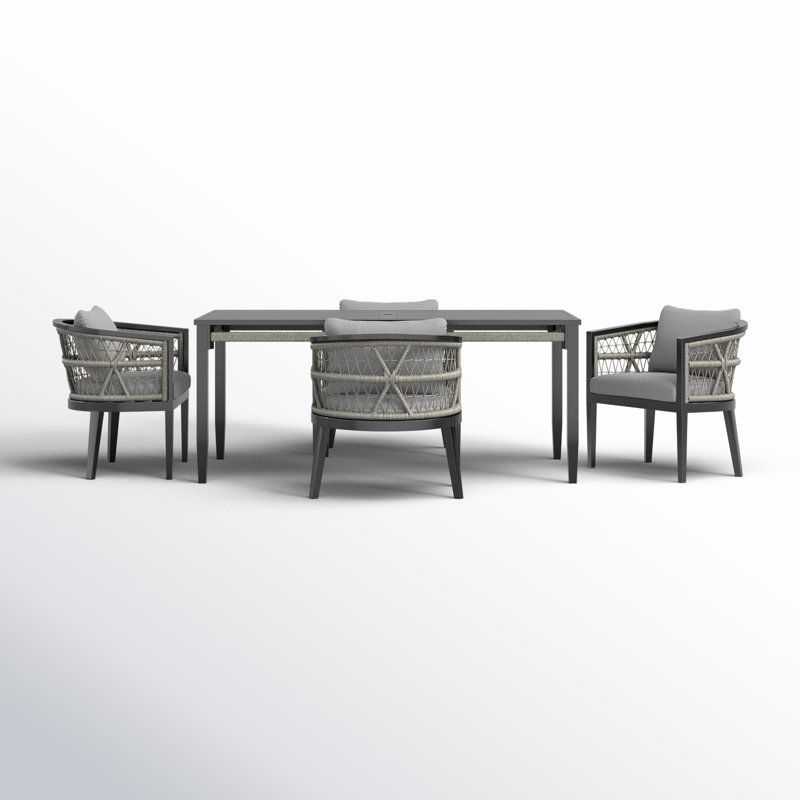 Elvina 66'' Rectangular 4 - Person Outdoor Dining Set with Cushions